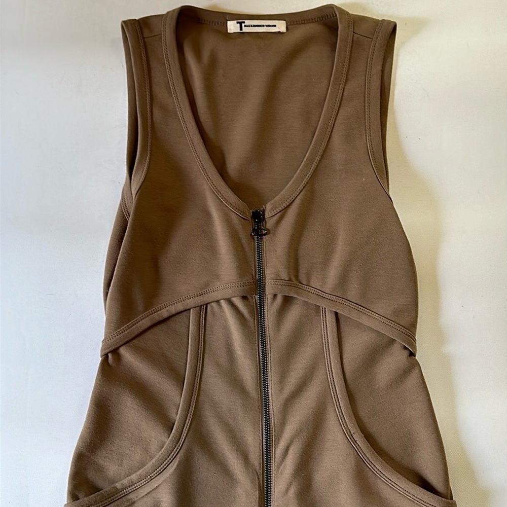 T Alexander Wang Tan Zipper Tank Dress XS/S